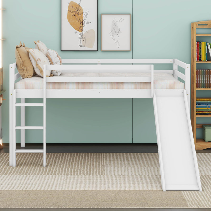 Structure de lit simple avec glissade Loft, Blanc