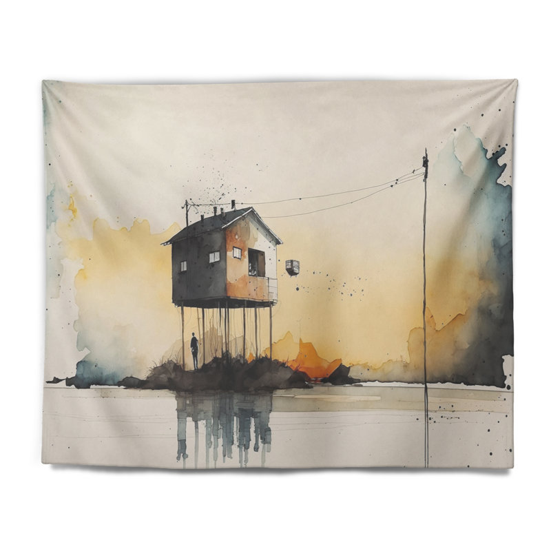Tapisserie en polyester au coucher du soleil, H 32 po x l 39 po