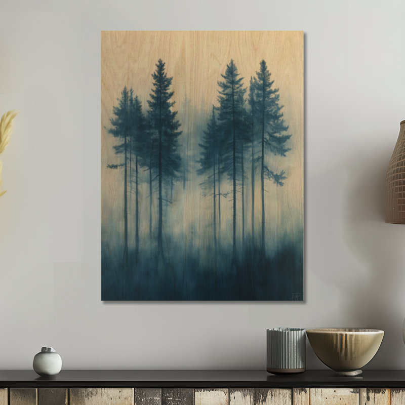 Brume de pin bleu - Décoration murale en bois Forêt, H 24 po x l 18 po, Rectangulaire