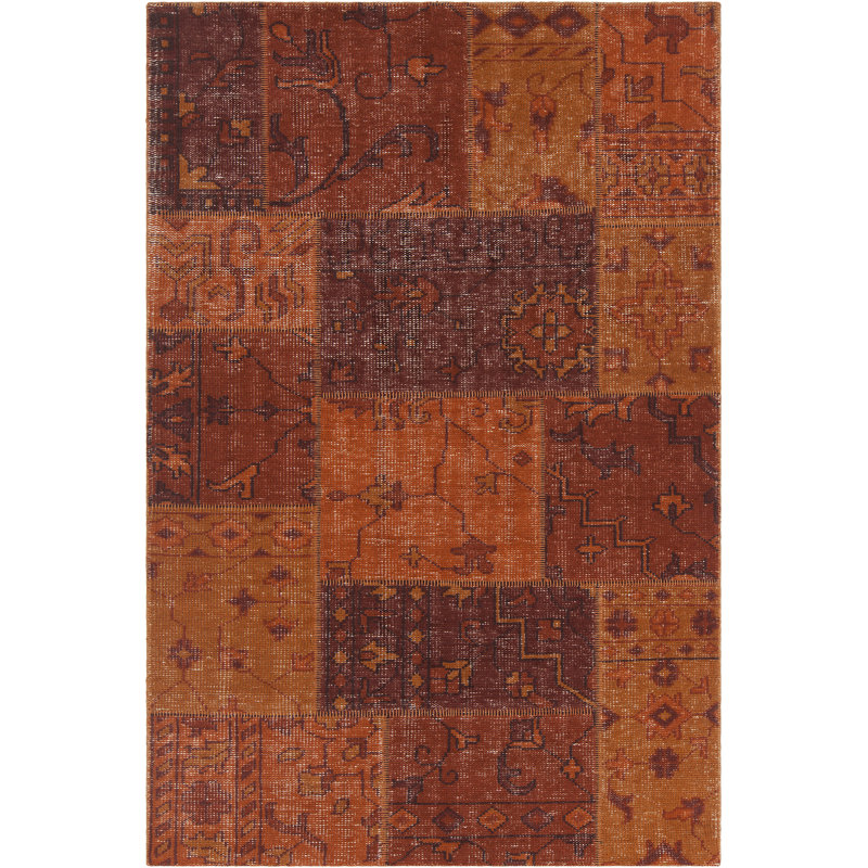 Fusion Wool Southwestern Area Rug in Orange, Rectangle 5' x 7'6"