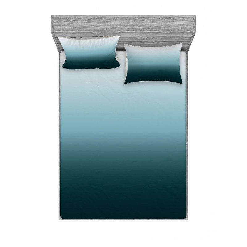 Microfiber Ombre Sheet Set, Queen Sheet Set with Fitted Sheet, Teal/Blue