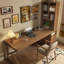 Bureau rectangulaire à 3 tiroirs en bois massif brun noisette-655992181-655992176