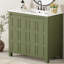 Organisateur de meuble-lavabo 36 po avec lavabo en céramique, ensemble d'armoire de rangement, vert olive-124456578