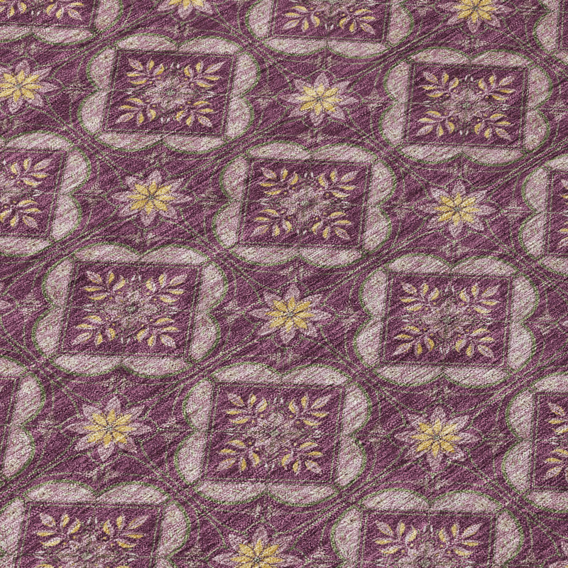 Tapis géométrique intérieur / extérieur lavable à la machine Chantille ACN2631, Aubergine, 8 pi x 10 pi