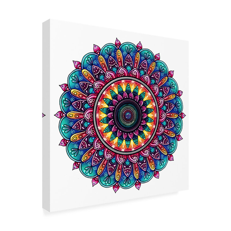 Impression sur toile tendue, "Retrondeur néon mandala" par Delyth Angharad, H 18 po x l 18 po x P 2 po