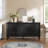 Credenza - Symmetrical Sunburst Door Design Storage Cabinet-1577771841