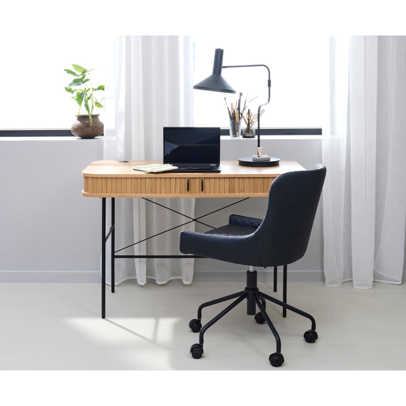 Teneasha Oval Writing Desk, Natural Oak
