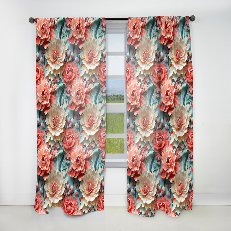 Corail Serenade motif tropical IV - rideau en velours tropical - obscurcissant - 1 panneau, L 52 po x L 95 po
