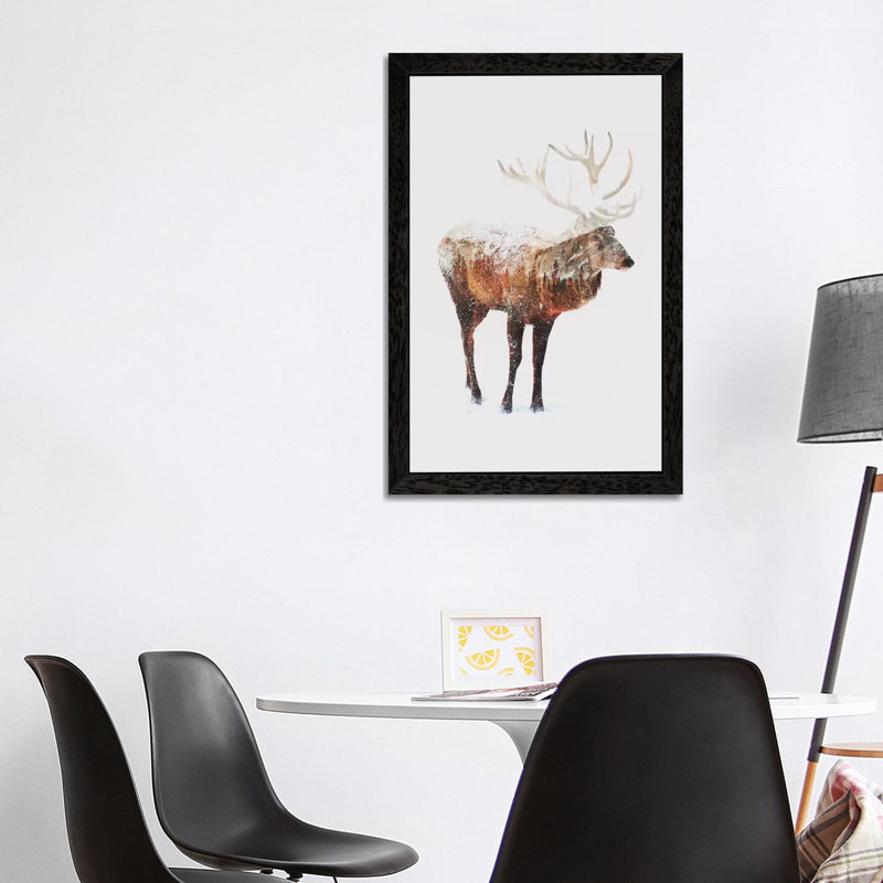 Deer V by Andreas Lie - Print on Canvas, Black Floater Framed, 101.6 cm H x 66.04 cm W