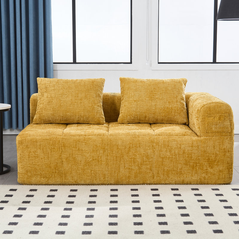Couches de chenille jaunes pour la chambre à coucher - appartement éponge, spacieux et confortable, soutien exceptionnel, élasticité, apparence élégante