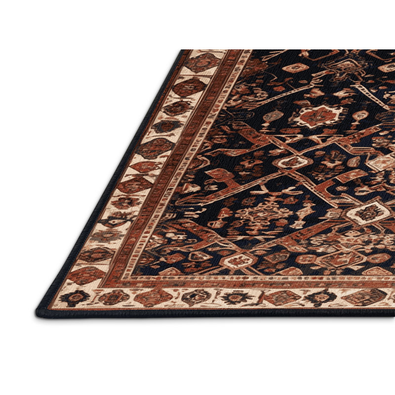 Machine Washable Persian Brown Area Rug, Rectangle 4' x 6'