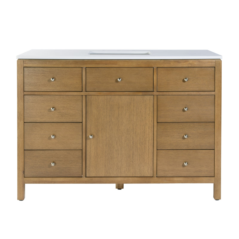 Celine 48 in Single Sink Bathroom Vanity with Quartz Top, Natural