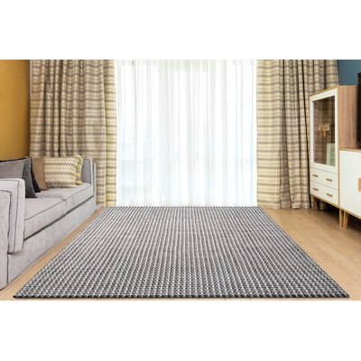 Tapis gris / brun / ivoire à motif géométrique tissé à plat à la main Jardanas