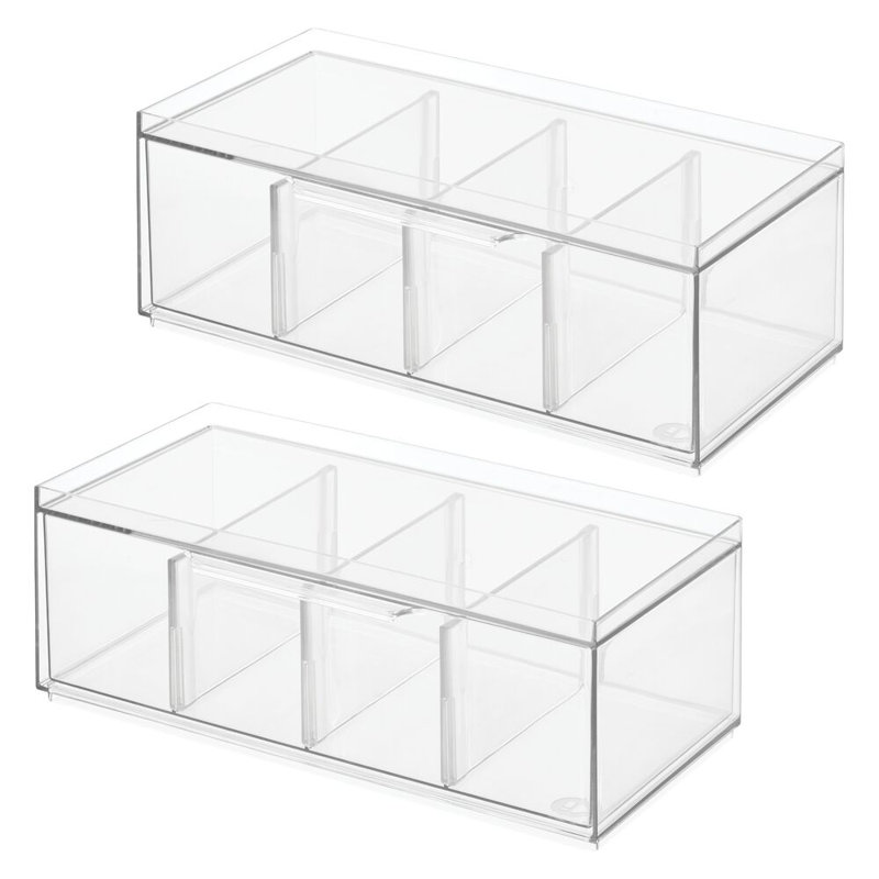 Ensemble de 2 tiroirs de rangement de thé empilables iDesign - transparent