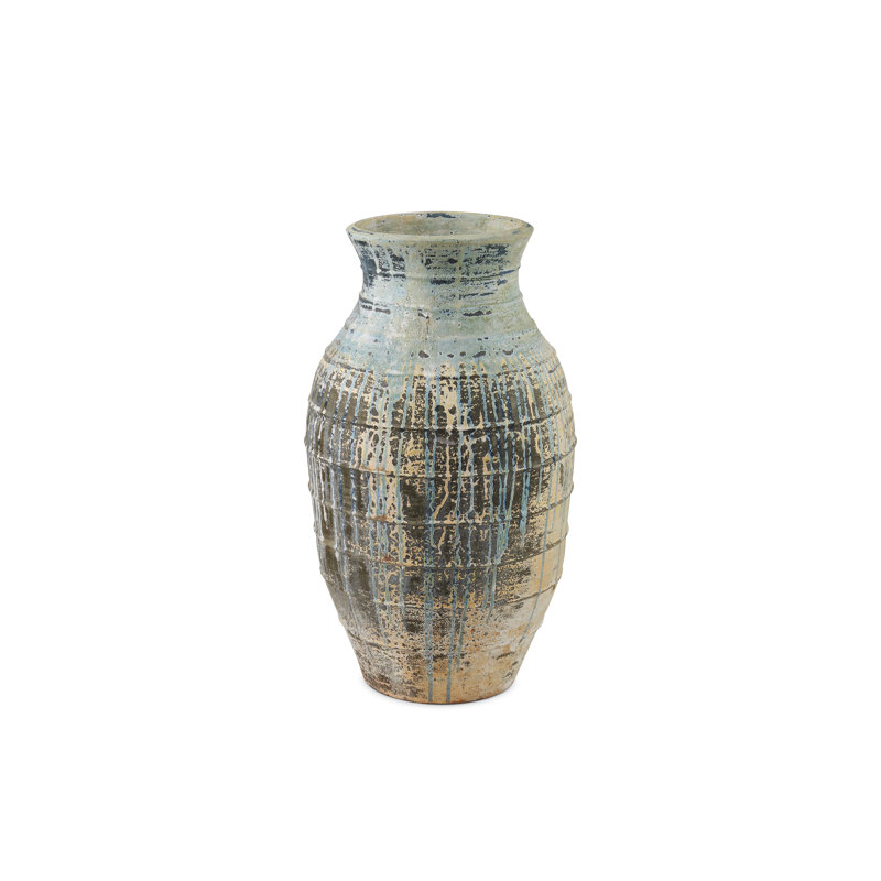 Ragusa - Large Urn Planter - Antique White, Blue Drip
