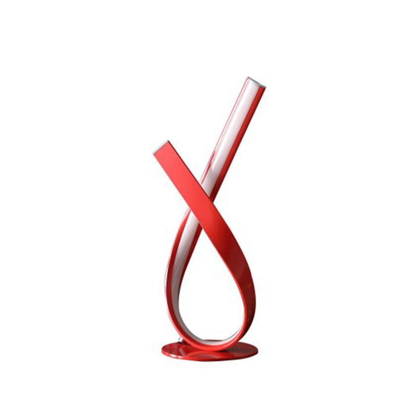 17" Abstract Ribbon Bow LED Red Metal Table Lamp for Stylish Spaces