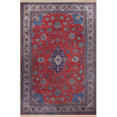 Blue Themed Traditional Motif Pattern Creative Vintage Decorative Rug Machine Washable