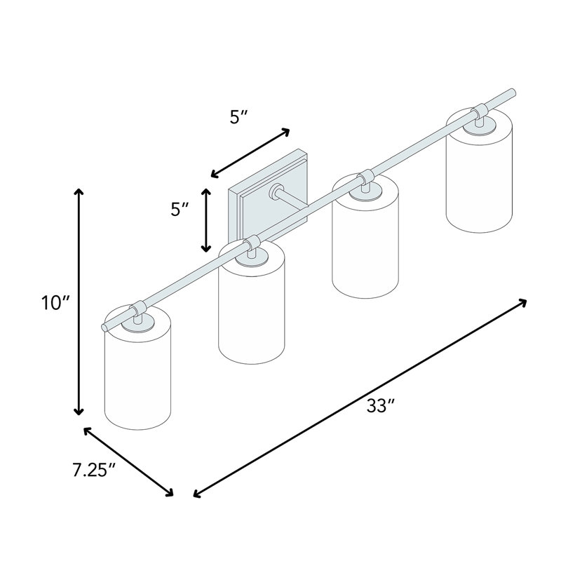 Éclairage pour salle de bain 4 lumières , Nickel poli