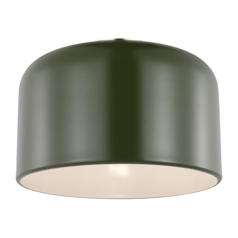 1 - Light Flush Mount, 7" H x 10.75" W x 10.75" D, Olive