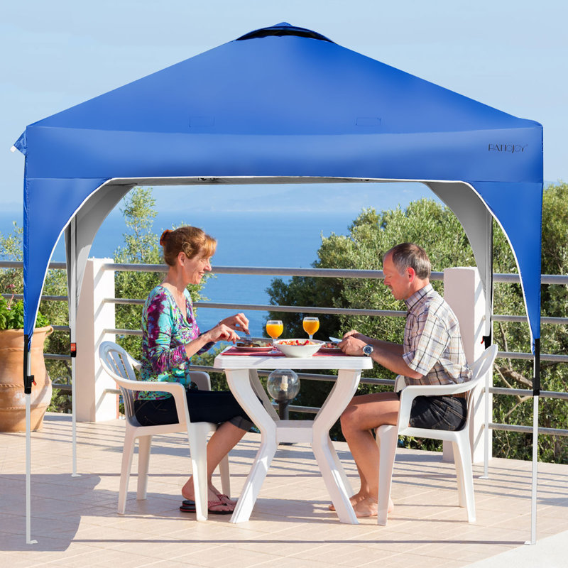 Auvent escamotable en acier, Bleu, 6,5 pi L 6,5 pi. D