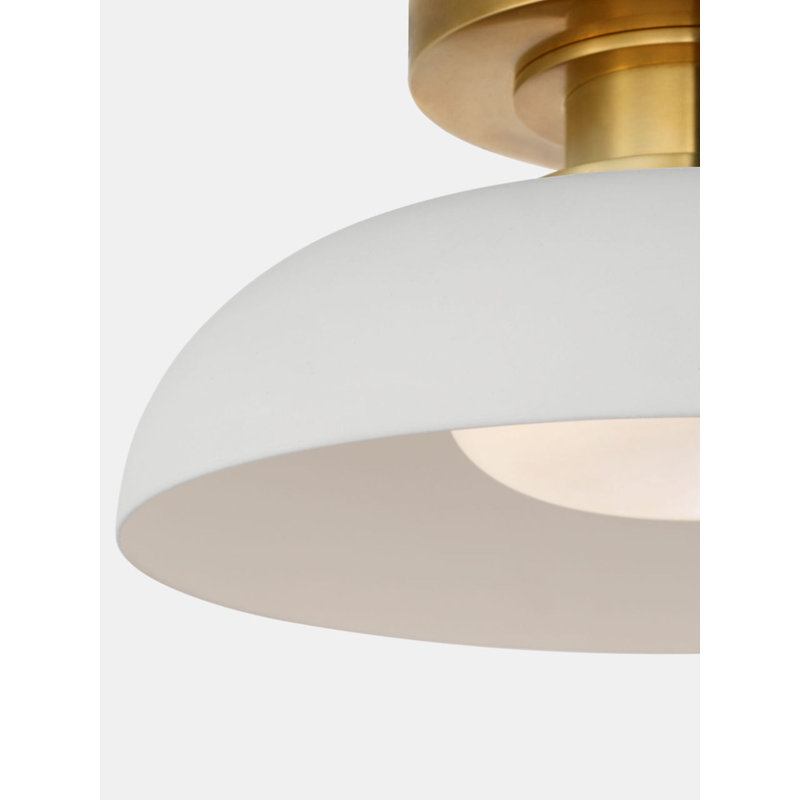 Cyrus 8" Flush Mount with White Glass, Hand-Rubbed Antique Brass