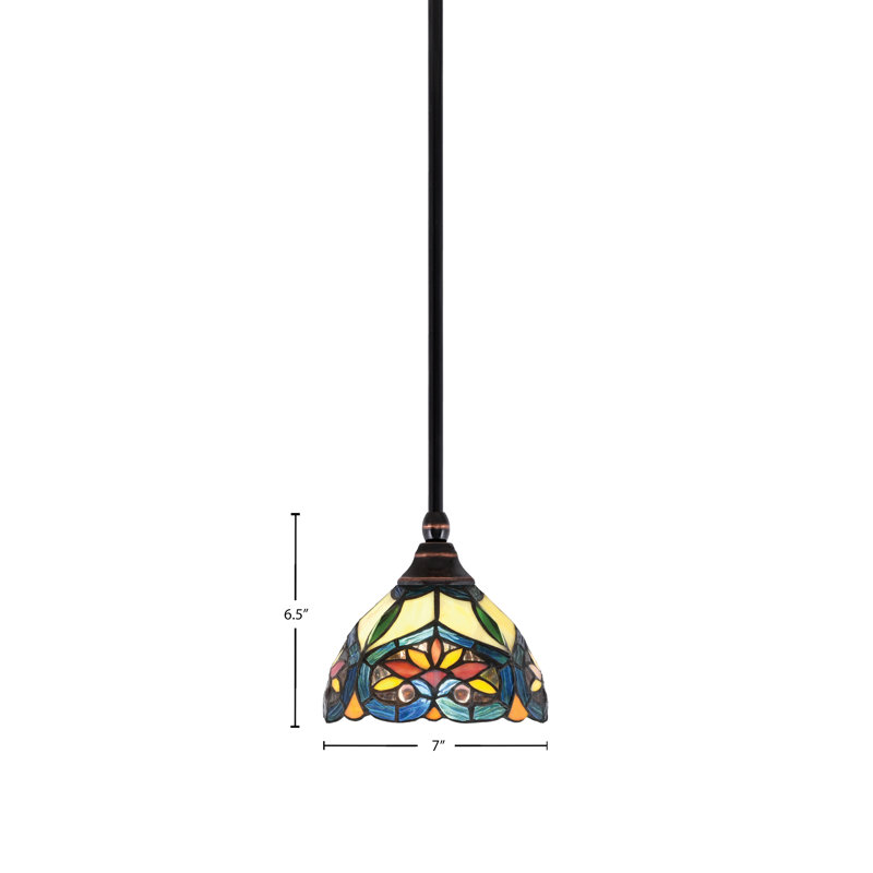 Mini-luminaire suspendu suspendu avec tige en verre 7 po, Starlight, Noir / cuivre