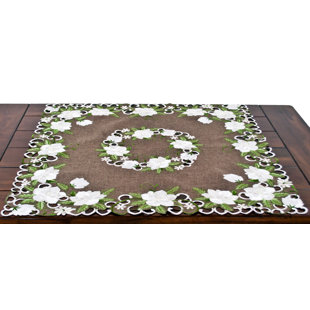 Magnolia on Brown Table Topper (33" Square)