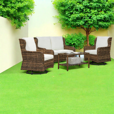 Ensembles de salle à manger de patio confortables, élégance en rotin d'acier, retraite extérieure