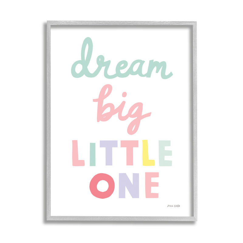 «Dream Big Little One», art typographique pastel pour enfants, H 30 po x l 24 po, Estampe numérique Farmhouse
