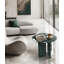 Table basse en marbre naturel vert, petit accent de salon, pierre véritable, veines uniques-900875132