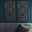 2 décorations murales avec lotus - finition bleue antique