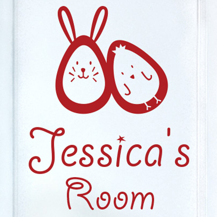 Bunny Rabbit Egg and Chick Kids Door Room Wall Sticker