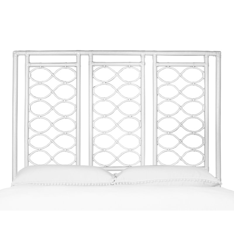 Infinity Wicker/Rattan Open-Frame Headboard, Bright White, Queen