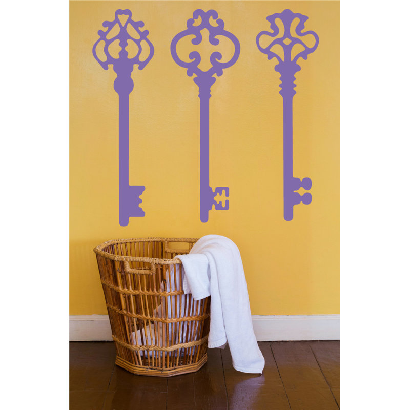 Décalcomanie murale clés squelettes, H 45 po x l 46 po x P 0,01 po, Lavande
