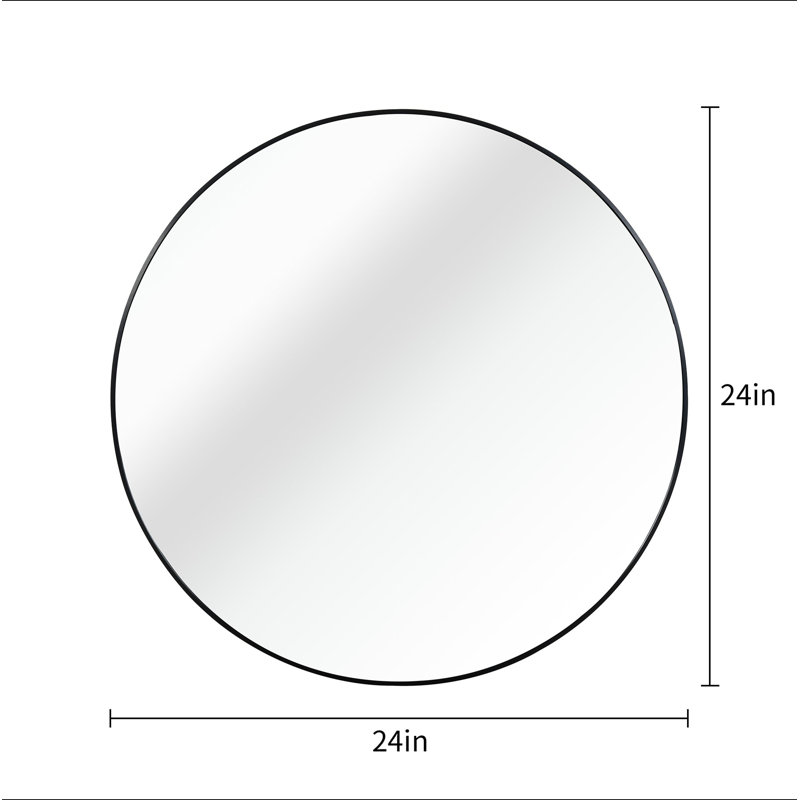 Miroir mural pour salle de bain, 24 po X 24 po, Noir