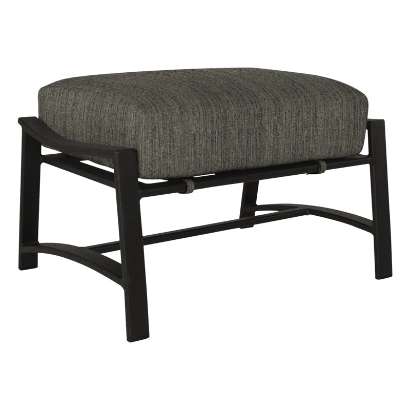 Avana Rectangle Outdoor Ottoman Patio Ottoman, Chinchilla White, Carbon Black