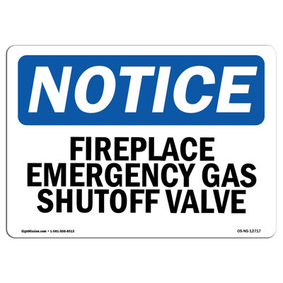 Fireplace Emergency Gas Shutoff Valve Sign