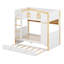 Lit superposé avec garde-corps en forme de maison, tablettes de rangement et lit gigogne-1043292760