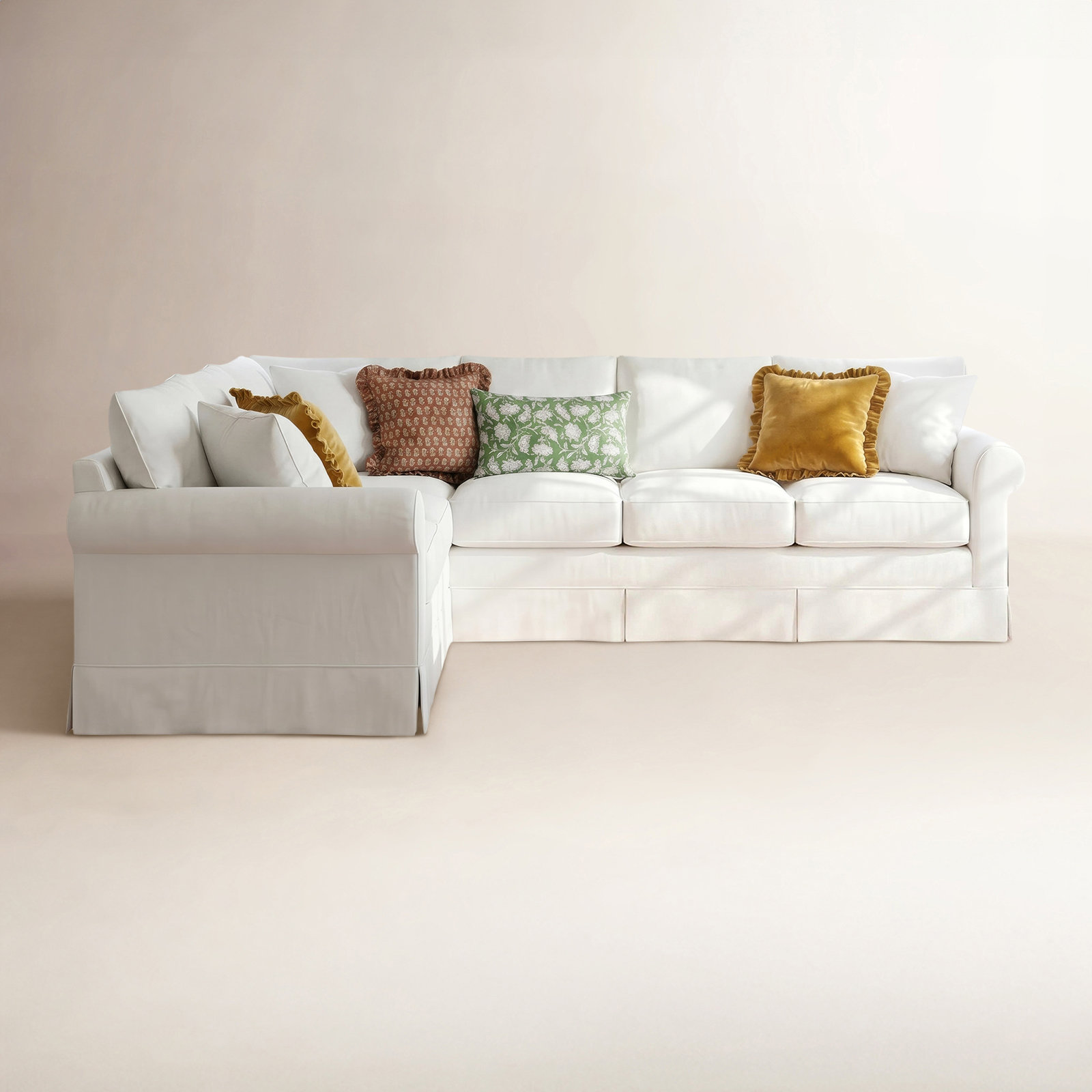 Friedman L-Sectional, Bayou Off White Canvas, Right Hand Facing