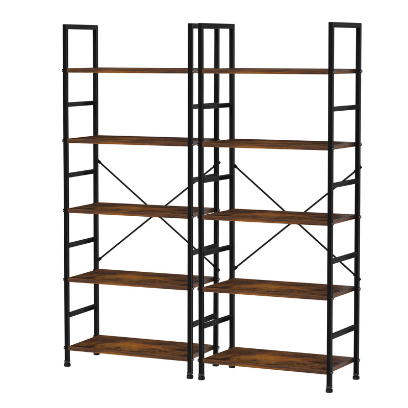 2-SET Storage Shelf, 5-Tier Bookcase, Rust