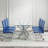 Daarina Modern Dining Table Set, Large Rectangular Glass Table with Silver X-Base and Faux Leather Cantilever Chairs-57360905-6663502