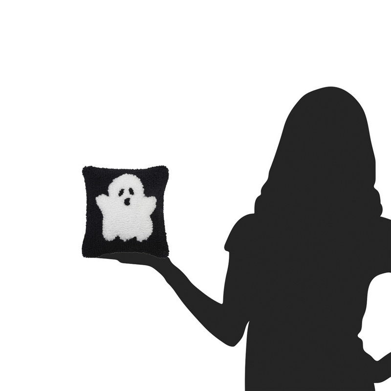 Mini Ghost Halloween Hooked Throw Pillow