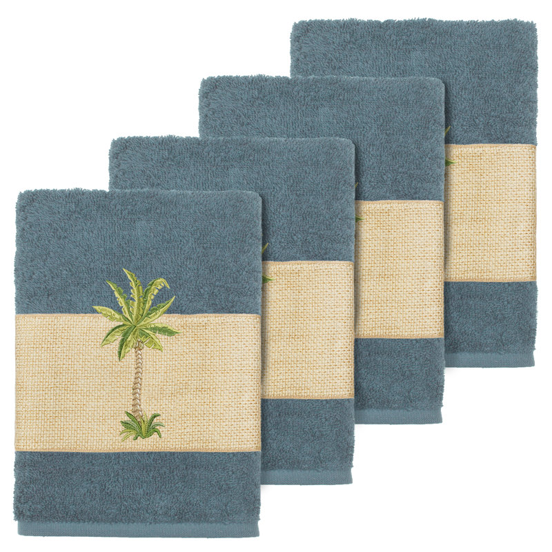 Colton 100% Turkish Cotton Embellished Washcloth, Teal
