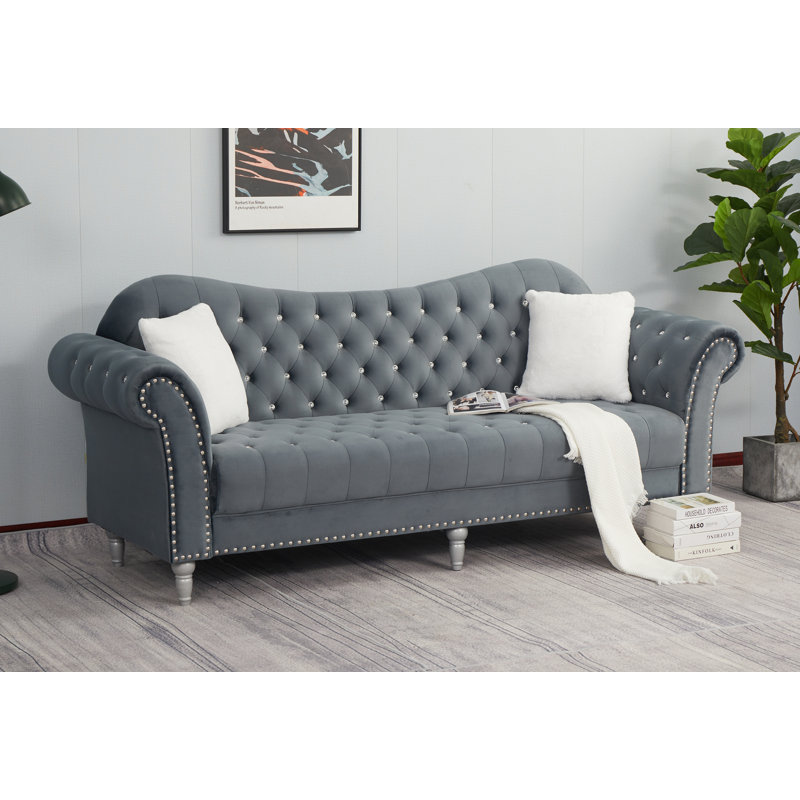 Canapé rembourré 88,5 po Jarvous, Gris, 37" H x 88.5" W x 31" D