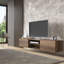 Meuble télé flottant Desmone pour téléviseur de 80 po ou moins, console média murale minimaliste avec rangement, finition en bois brun noyer -74417197-111925897