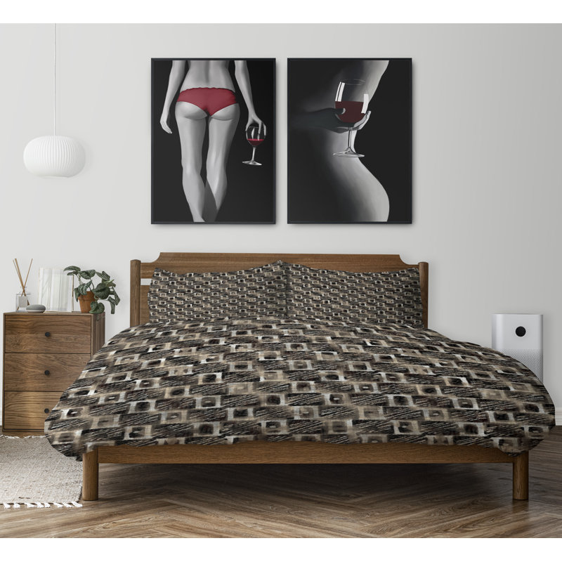 Polyester Geometric Shapes Comforter Set, King Duvet Cover + 2 King Pillowcases