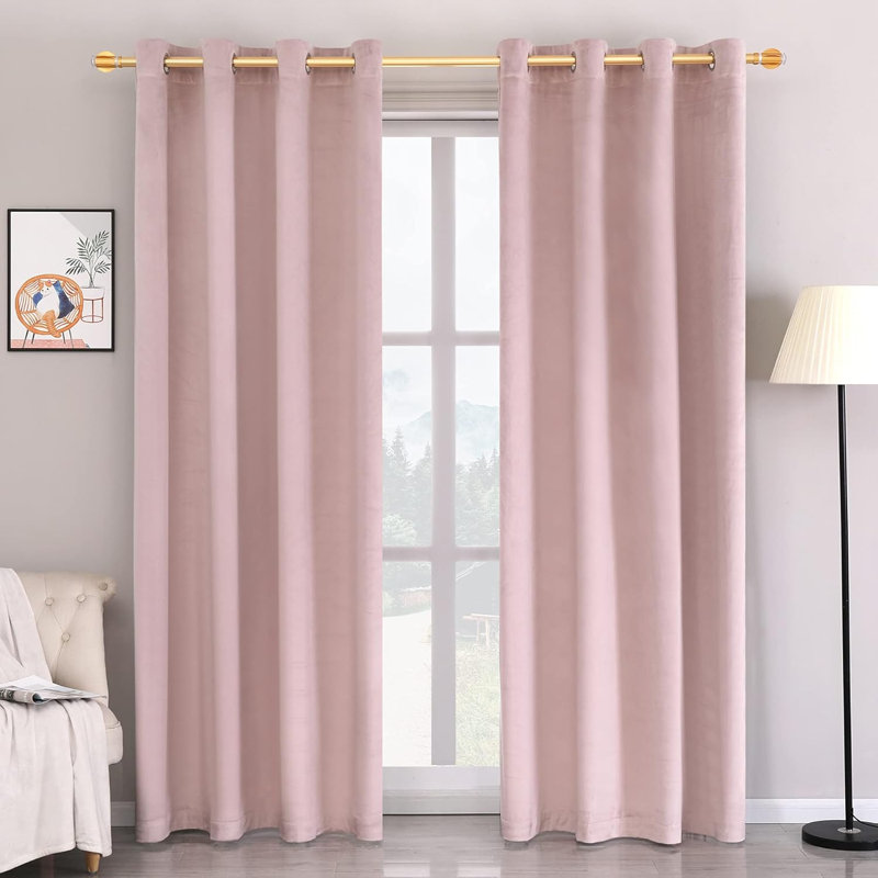 Paire de rideaux occultant en velours avec œillets Abbie Home pour chambre et salon, Rose, L 52 po x L 72 po