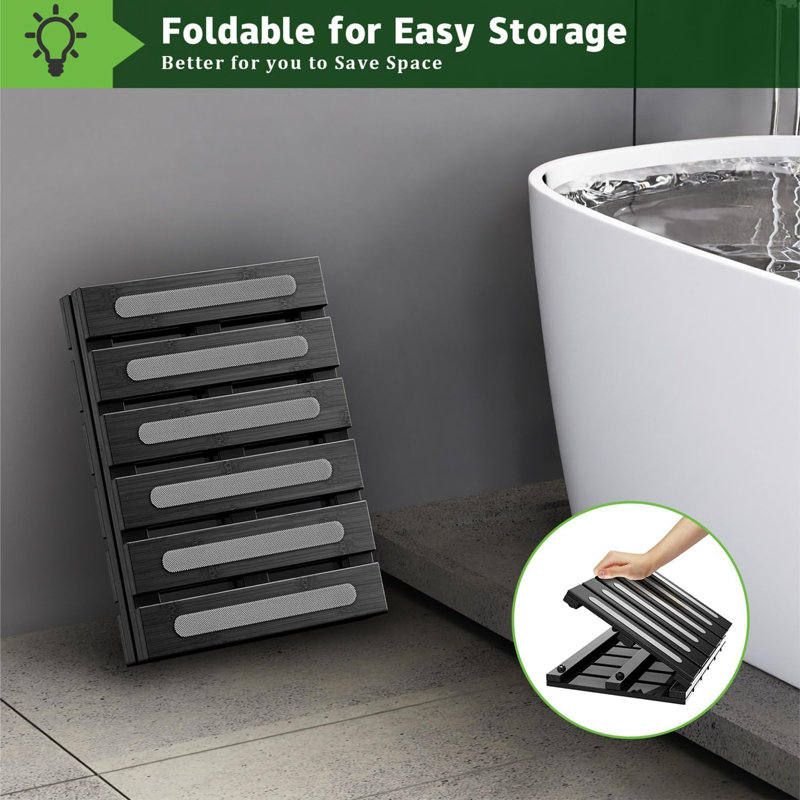 Tapis de bain en bambou antidérapant pliable et imperméable
