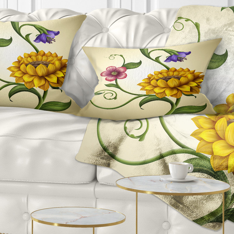 Coussin décoratif fleurs et feuilles floral