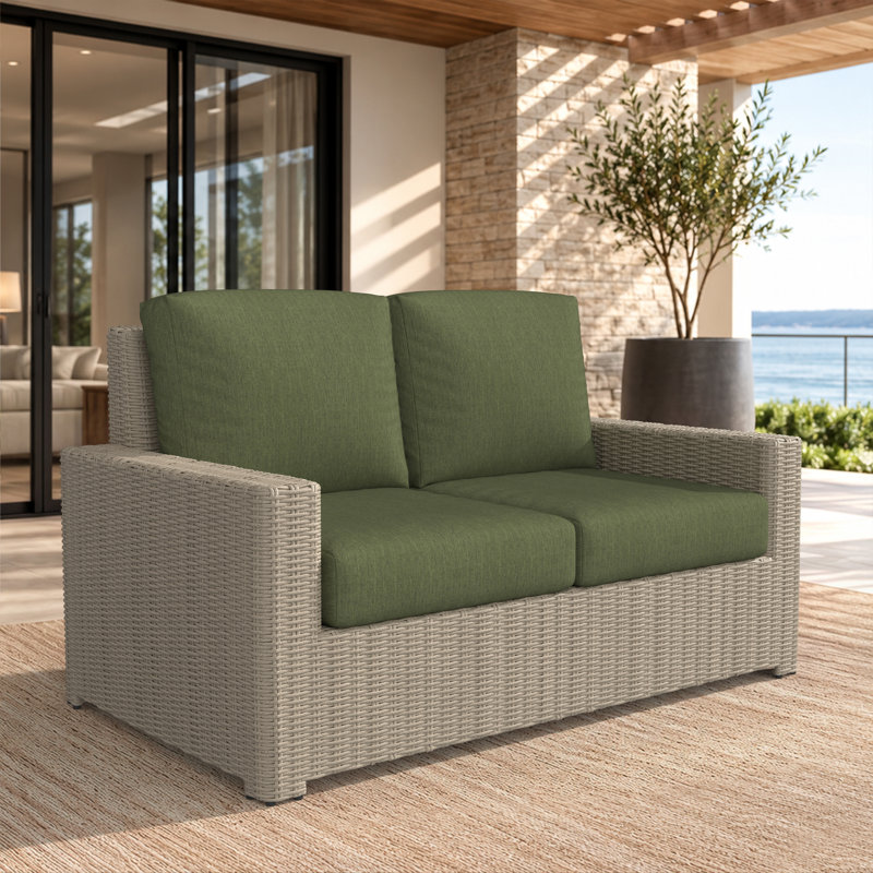 Causeuse d'extérieur Henri avec coussins Sunbrella, Sunbrella® Canvas Natural